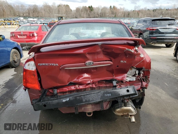 2006 Kia Spectra EX with VIN KNAFE121865254300, listed as a Copart auction lot 51271085 with 151,680 mi miles and Salvage Title. Bid and sale history available at carsss.com. Image 6.