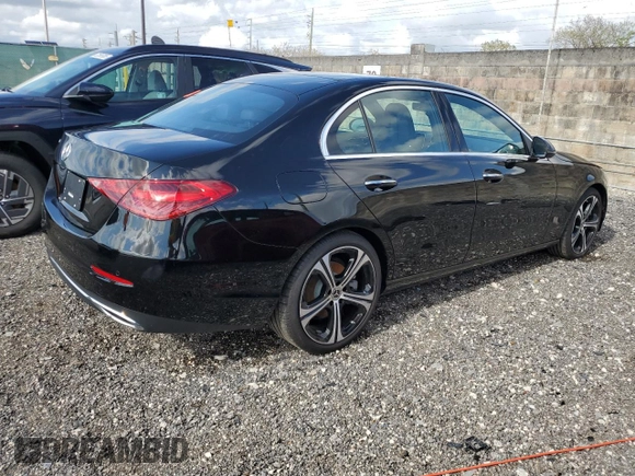 2025 Mercedes-Benz C 300 with VIN W1KAF4GBXSR252554, listed as a Copart auction lot 52370245 with 1,401 mi miles and Salvage Title. Bid and sale history available at DreamBid. Image 3.