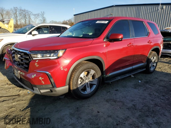 2025 Honda Pilot EX-L with VIN 5FNYG2H45SB001781, listed as a Copart auction lot 43606165 with 6,468 mi miles and Salvage Title. Bid and sale history available at carsss.com. Image 1.