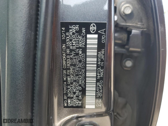 2014 Toyota Prius c One with VIN JTDKDTB34E1573233, listed as a Copart auction lot 54385895 with 107,094 mi miles and Clean Title. Bid and sale history available at carsss.com. Image 12.