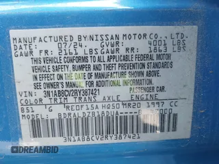 2024 Nissan Sentra SV with VIN 3N1AB8CV2RY387421, listed as a IAAI auction lot 42362993 with 9,068 mi miles and . Bid and sale history available at DreamBid. Image 9.