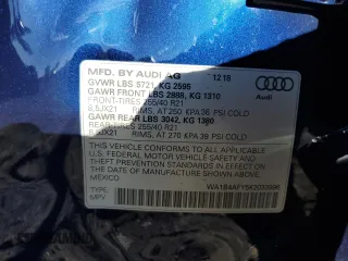 2019 Audi SQ5 Premium Plus with VIN WA1B4AFY5K2033996, listed as a Copart auction lot 78657034 with 34,215 mi miles and Salvage Title. Bid and sale history available at DreamBid. Image 13.