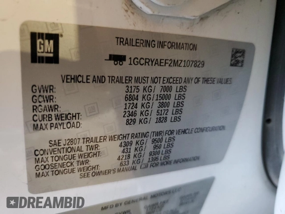 2021 Chevrolet Silverado 1500 Work Truck with VIN 1GCRYAEF2MZ107829, listed as a Copart auction lot 47402655 with 99,645 mi miles and Clean Title. Bid and sale history available at DreamBid. Image 12.