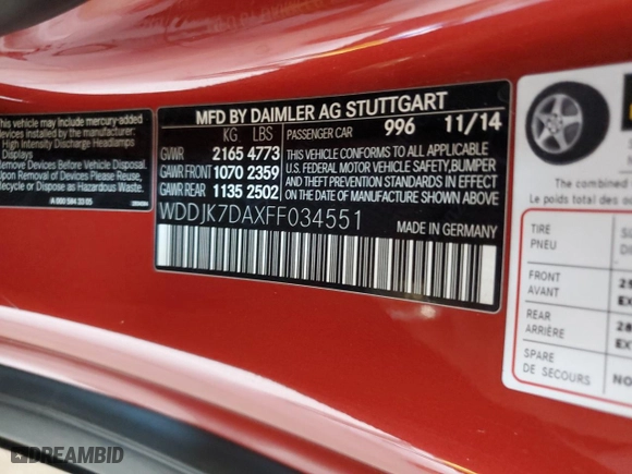 2015 Mercedes-Benz SL-Class SL 550 with VIN WDDJK7DAXFF034551, listed as a Copart auction lot 87262454 with 31,926 mi miles and Salvage Title. Bid and sale history available at carsss.com. Image 12.