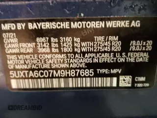 2021 BMW X5 xDrive45e z VIN 5UXTA6C07M9H87685, wystawiony jako Copart lot #54844365 z przebiegiem 61 969 mil mil oraz Szkoda całkowita • Salvage title. Historia ofert i sprzedaży dostępna na DreamBid. Obrazek 13.