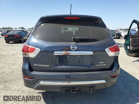 2015 Nissan Pathfinder Platinum with VIN 5N1AR2MM4FC723355, listed as a Copart auction lot 61109715 with 124,360 mi miles and Salvage title. Bid and sale history available at DreamBid. Image 6.