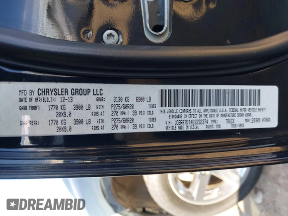 2014 Ram 1500 Express with VIN 1C6RR7KT4ES232374, listed as a IAAI auction lot 41232694 with 187,608 mi miles. Bid and sale history available at carsss.com. Image 9.