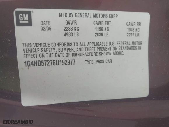 2006 Buick Lucerne CXL with VIN 1G4HD57276U192977, listed as a IAAI auction lot 42118054 with 151,087 mi miles. Bid and sale history available at carsss.com. Image 9.