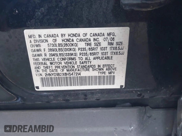 2006 Acura MDX with VIN 2HNYD182X6H547214, listed as a IAAI auction lot 41335242 with 79,203 mi miles. Bid and sale history available at carsss.com. Image 9.