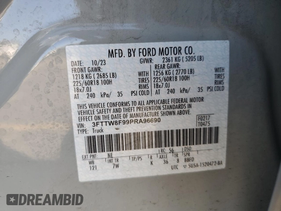2023 Ford Maverick XL z VIN 3FTTW8F99PRA96690, wystawiony jako Copart lot #54726845 z przebiegiem 16 943 mil mil oraz Szkoda całkowita • Salvage title. Historia ofert i sprzedaży dostępna na DreamBid. Obrazek 12.
