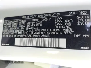 2020 Volvo XC60 Momentum with VIN YV4A22RK6L1553603, listed as a IAAI auction lot 41103991 with 67,509 mi miles and . Bid and sale history available at DreamBid. Image 9.