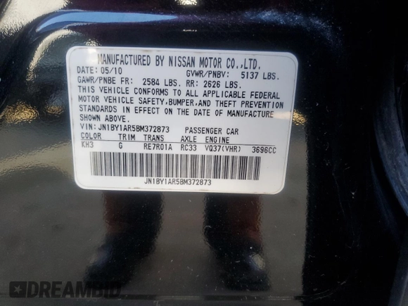 2011 Infiniti M37 with VIN JN1BY1AR5BM372873, listed as a Copart auction lot 47579435 with 267,929 mi miles and Salvage Title. Bid and sale history available at carsss.com. Image 12.