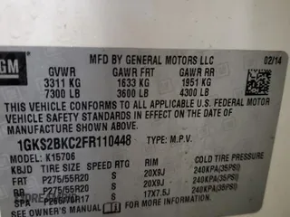 2015 GMC Yukon SLT with VIN 1GKS2BKC2FR110448, listed as a Copart auction lot 45270085 with 139,730 mi miles and Clean Title. Bid and sale history available at carsss.com. Image 13.