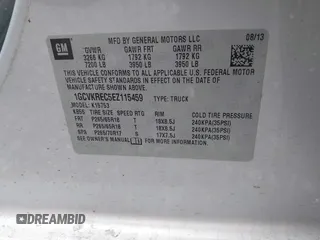 2014 Chevrolet Silverado 1500 LT with VIN 1GCVKREC5EZ115459, listed as a IAAI auction lot 41143910 with 275,008 mi miles and . Bid and sale history available at DreamBid. Image 9.