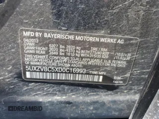 2013 BMW X5 xDrive50i with VIN 5UXZV8C5XD0C16993, listed as a Copart auction lot 60169825 with 90,382 mi miles and Salvage title. Bid and sale history available at DreamBid. Image 12.