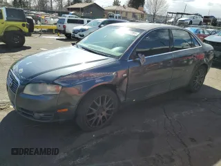 2007 Audi A4 2.0T with VIN WAUDF78E77A200254, listed as a Copart auction lot 46577085 with 176,867 mi miles and Salvage Title. Bid and sale history available at carsss.com. Image 1.