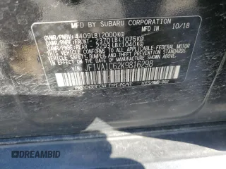 2019 Subaru WRX Premium with VIN JF1VA1C62K9816298, listed as a Copart auction lot 48968745 with 79,810 mi miles and Salvage Title. Bid and sale history available at carsss.com. Image 14.