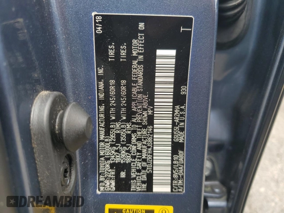 2018 Toyota Highlander SE z VIN 5TDJZRFH4JS862146, wystawiony jako Copart lot #58773395 z przebiegiem 64 210 mil mil oraz Szkoda całkowita • Salvage title. Historia ofert i sprzedaży dostępna na DreamBid. Obrazek 13.