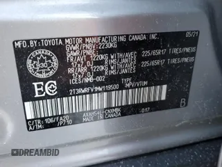 2021 Toyota RAV4 Hybrid XLE with VIN 2T3RWRFV1MW119500, listed as a Copart auction lot 45502855 with 65,031 mi miles and Salvage Title. Bid and sale history available at carsss.com. Image 13.