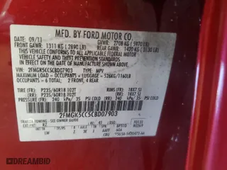 2012 Ford Flex SEL with VIN 2FMGK5CC5CBD07903, listed as a Copart auction lot 51102365 with 152,848 mi miles and Salvage Title. Bid and sale history available at carsss.com. Image 13.