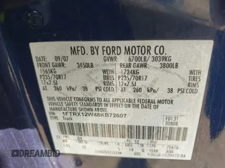 2008 Ford F-150 STX with VIN 1FTRX12W48KB72607, listed as a IAAI auction lot 42565997 with 278,673 mi miles and . Bid and sale history available at DreamBid. Image 9.