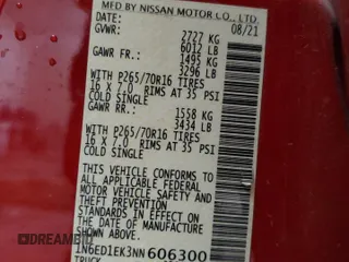 2022 Nissan Frontier SV with VIN 1N6ED1EK3NN606300, listed as a Copart auction lot 55422635 with 63,036 mi miles and Salvage title. Bid and sale history available at DreamBid. Image 12.