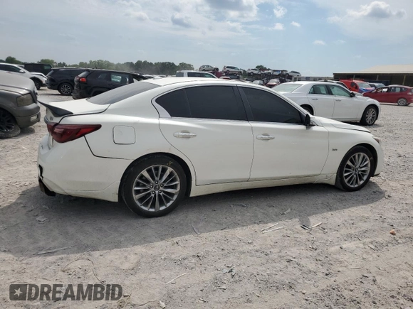 2018 Infiniti Q50 Luxe with VIN JN1EV7AP4JM352281, listed as a Copart auction lot 62262735 with 148,158 mi miles and Salvage title. Bid and sale history available at DreamBid. Image 3.