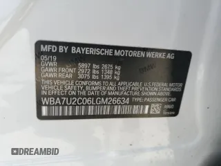 2020 BMW 7 Series 750i xDrive with VIN WBA7U2C06LGM26634, listed as a Copart auction lot 59951453 with 0 mi miles. Bid and sale history available at carsss.com. Image 12.