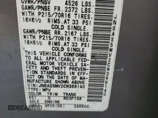 2012 Nissan Rogue S with VIN JN8AS5MV2CW368140, listed as a Copart auction lot 87632565 with 116,517 mi miles and Salvage Title. Bid and sale history available at DreamBid. Image 13.