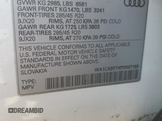 2023 Audi Q7 Premium Plus with VIN WA1LXBF74PD007183, listed as a Copart auction lot 47581045 with 10,786 mi miles and Salvage Title. Bid and sale history available at carsss.com. Image 14.