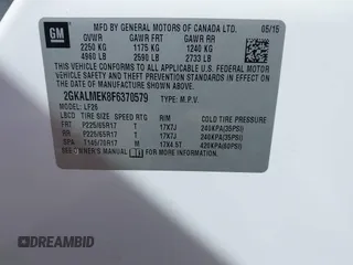 2015 GMC Terrain SLE z VIN 2GKALMEK8F6370579, wystawiony jako IAAI lot #41715200 z przebiegiem 206 017 mil mil oraz . Historia ofert i sprzedaży dostępna na DreamBid. Obrazek 9.