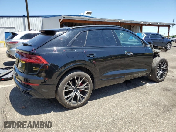 2020 Audi Q8 Prestige with VIN WA1FVAF18LD001941, listed as a Copart auction lot 61498385 with 29,634 mi miles and Salvage title. Bid and sale history available at DreamBid. Image 3.