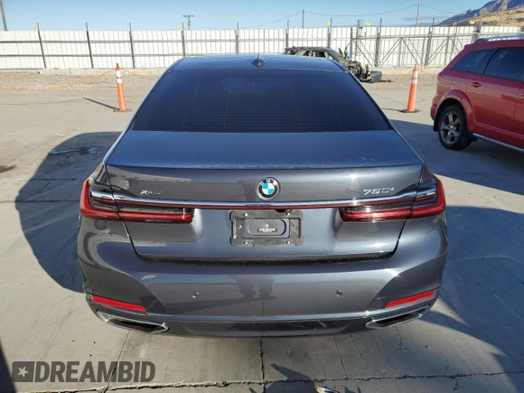 2020 BMW 7 Series 750i xDrive with VIN WBA7U2C05LGM27144, listed as a Copart auction lot 77827854 with 0 mi miles and Salvage Title. Bid and sale history available at carsss.com. Image 6.