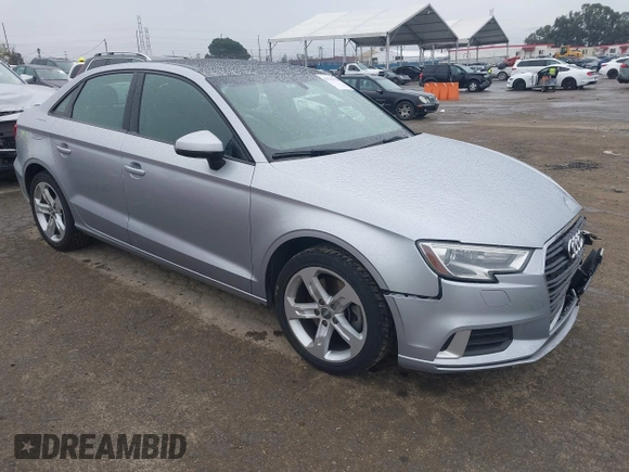 2018 Audi A3 Sedan Premium with VIN WAUAUGFFXJ1040608, listed as a IAAI auction lot 41708256 with 55,359 mi miles. Bid and sale history available at carsss.com. Image 1.