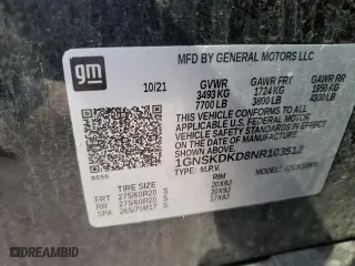 2022 Chevrolet Suburban Z71 with VIN 1GNSKDKD8NR103512, listed as a Copart auction lot 82299534 with 50,185 mi miles and Salvage Title. Bid and sale history available at carsss.com. Image 13.