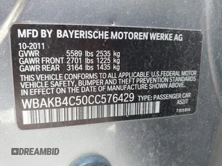 2012 BMW 7 Series 740Li with VIN WBAKB4C50CC576429, listed as a IAAI auction lot 42153378 with 161,168 mi miles and . Bid and sale history available at DreamBid. Image 9.