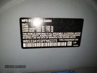 2023 BMW M3 Competition z VIN WBS33AY03PFN62375, wystawiony jako Copart lot #47433395 z przebiegiem 27 849 mil mil oraz Szkoda całkowita • Salvage title. Historia ofert i sprzedaży dostępna na DreamBid. Obrazek 13.