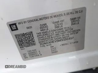2021 Chevrolet Equinox LS with VIN 3GNAXHEV5MS100457, listed as a IAAI auction lot 42334872 with 64,241 mi miles and . Bid and sale history available at DreamBid. Image 9.