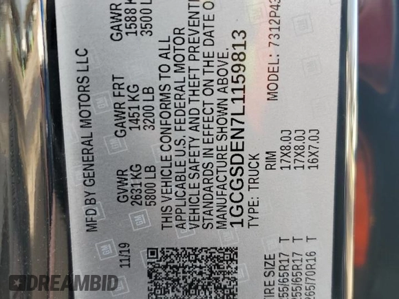 2020 Chevrolet Colorado 2WD Z71 z VIN 1GCGSDEN7L1159813, wystawiony jako Copart lot #58578095 z przebiegiem 50 076 mil mil oraz Szkoda całkowita • Salvage title. Historia ofert i sprzedaży dostępna na DreamBid. Obrazek 12.