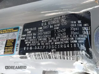 2024 Kia Telluride EX X-Line z VIN 5XYP3DGC1RG418796, wystawiony jako IAAI lot #41790576 z przebiegiem Nie podano mil oraz . Historia ofert i sprzedaży dostępna na DreamBid. Obrazek 9.
