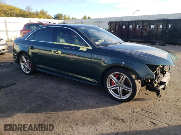 2018 Audi S4 Premium Plus with VIN WAUB4AF41JA003754, listed as a Copart auction lot 71143663 with 34,280 mi miles. Bid and sale history available at carsss.com. Image 4.