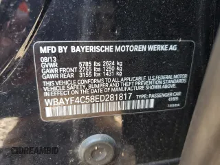 2014 BMW 7 Series 740Li xDrive z VIN WBAYF4C58ED281817, wystawiony jako Copart lot #55755815 z przebiegiem 112 398 mil mil oraz Szkoda całkowita • Salvage title. Historia ofert i sprzedaży dostępna na DreamBid. Obrazek 12.