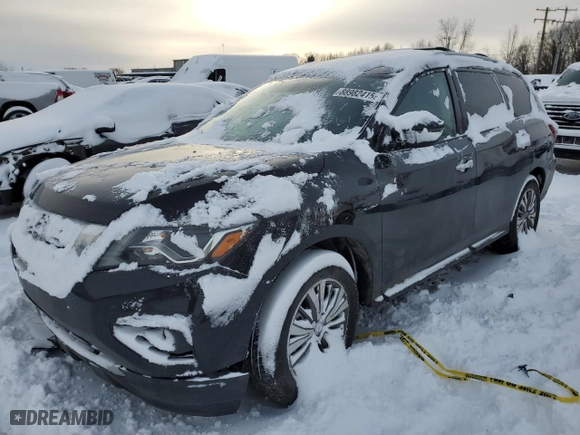 2017 Nissan Pathfinder S with VIN 5N1DR2MMXHC655210, listed as a Copart auction lot 88982415 with 190771 miles and Clean Title. Bid and sale history available at carsss.com. Image 1.