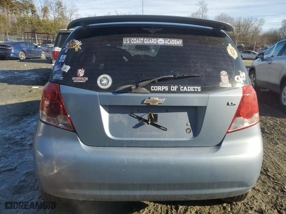 2008 Chevrolet Aveo LS with VIN KL1TD66678B001668, listed as a Copart auction lot 42423035 with 107,500 mi miles and Salvage Title. Bid and sale history available at carsss.com. Image 6.