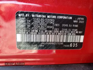 2022 Mitsubishi Outlander SEL z VIN JA4J3VA84NZ073298, wystawiony jako Copart lot #57553585 z przebiegiem 31 847 mil mil oraz Szkoda całkowita • Salvage title. Historia ofert i sprzedaży dostępna na DreamBid. Obrazek 14.
