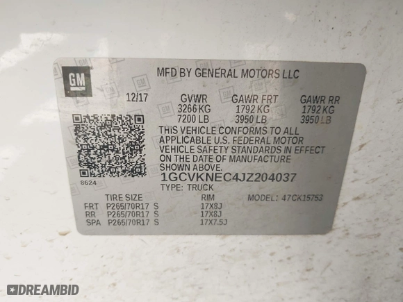2018 Chevrolet Silverado 1500 Work Truck with VIN 1GCVKNEC4JZ204037, listed as a IAAI auction lot 42002836 with 84,179 mi miles. Bid and sale history available at carsss.com. Image 9.