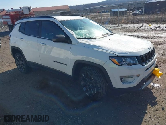 2021 Jeep Compass 80th Anniversary with VIN 3C4NJDEB5MT584554, listed as a IAAI auction lot 41705784 with 56,213 mi miles and . Bid and sale history available at DreamBid. Image 1.