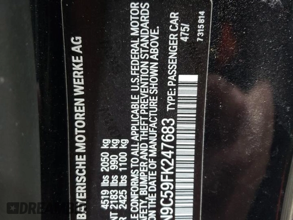2015 BMW 4 Series 428i xDrive with VIN WBA3N9C59FK247683, listed as a Copart auction lot 41678035 with 81,850 mi miles and Salvage title. Bid and sale history available at DreamBid. Image 15.