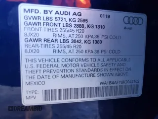 2019 Audi SQ5 Premium Plus with VIN WA1B4AFY0K2044162, listed as a Copart auction lot 80022503 with 11,309 mi miles. Bid and sale history available at carsss.com. Image 13.