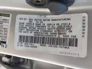 2004 Toyota Corolla CE with VIN 1NXBR32E14Z262676, listed as a IAAI auction lot 41992616 with 168,255 mi miles. Bid and sale history available at carsss.com. Image 9.